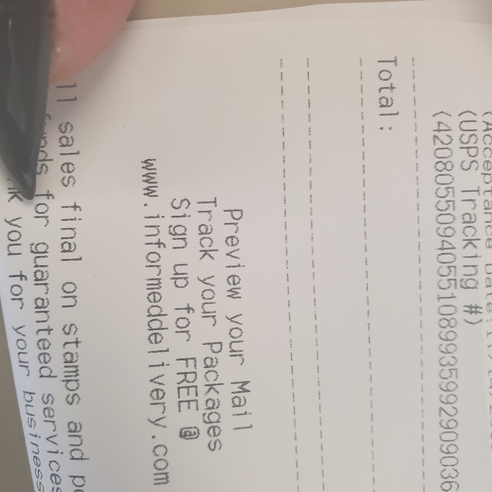 Copy of shipping reciept